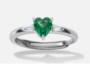 Bague Argent 925 Pierre Verte en Forme de Cœur – Élégance et Passion
