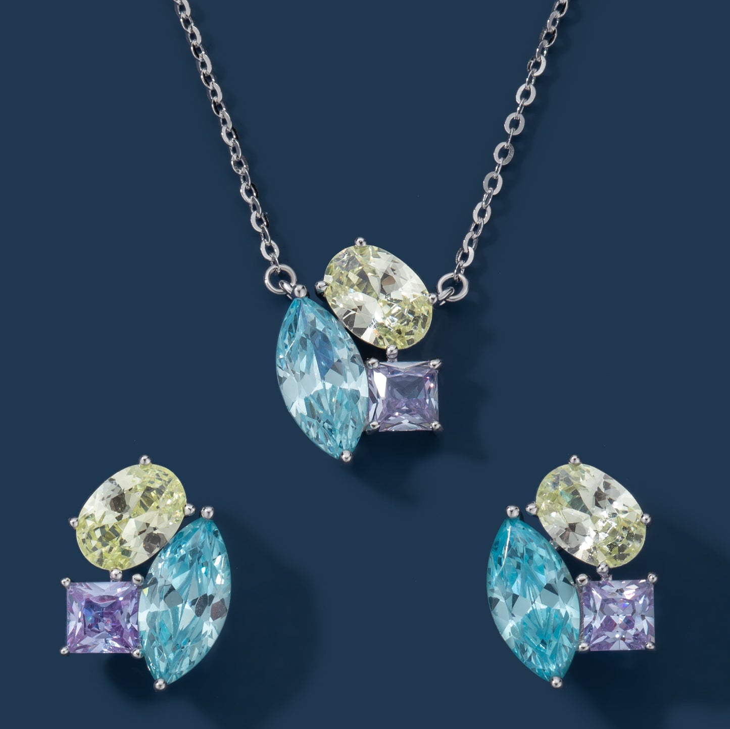 Boucles d’oreilles argent 925 rhodié pierres multicolores – Élégance lumineuse