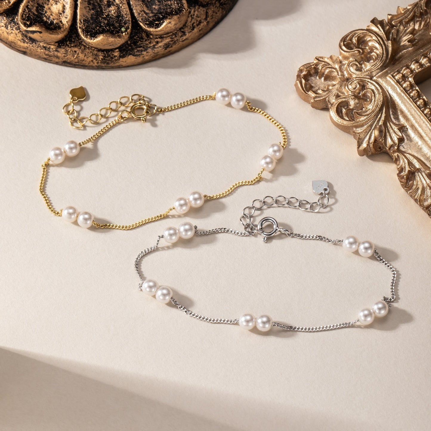 Bracelet perles en argent 925 rhodié – Élégance intemporelle