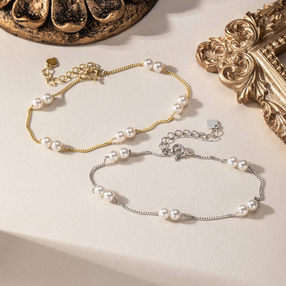 Bracelet perles en argent 925 rhodié – Élégance intemporelle
