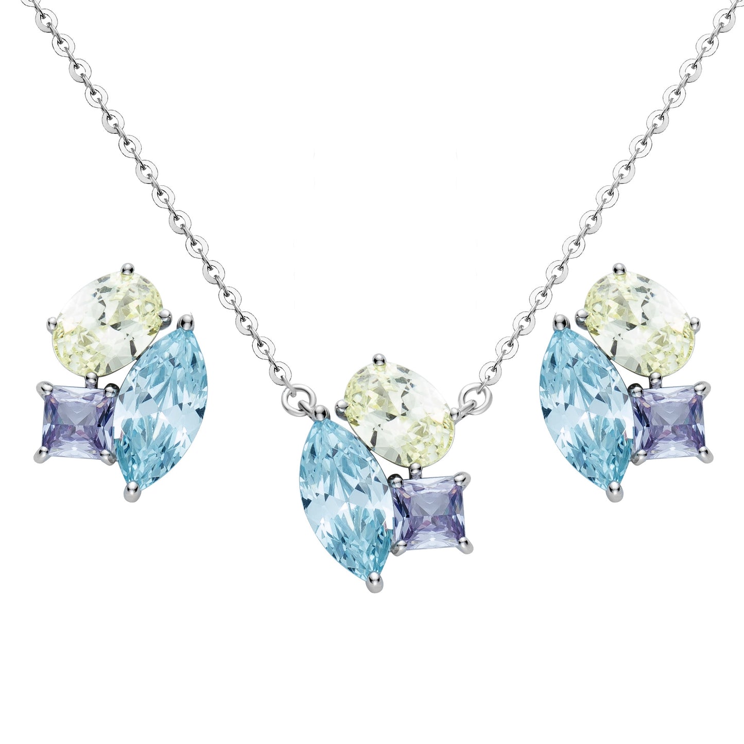 Collier multicolore pierres éclatantes – Argent 925 rhodié