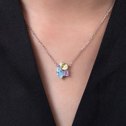 Collier multicolore pierres éclatantes – Argent 925 rhodié