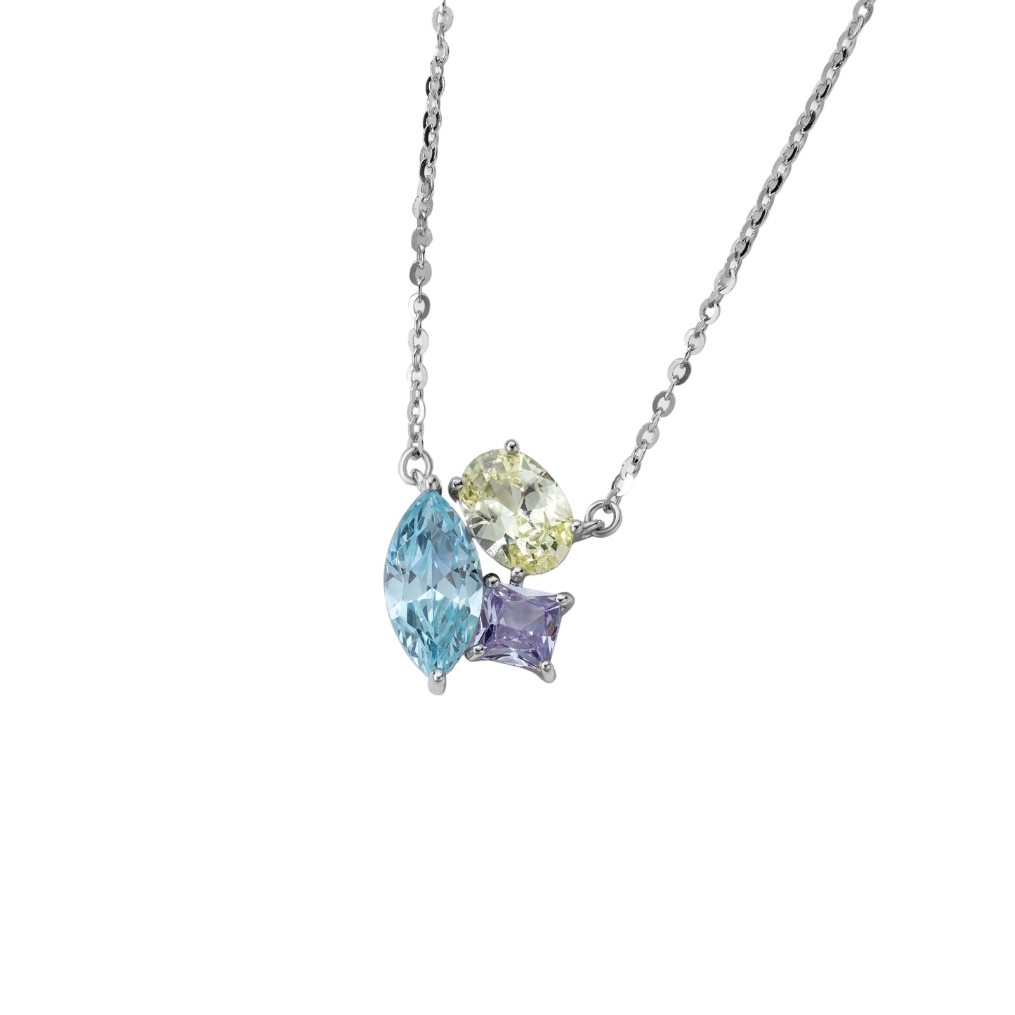 Collier multicolore pierres éclatantes – Argent 925 rhodié