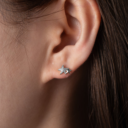 Boucles d’oreilles étoile de mer en argent 925 – Élégance marine et brillance raffinée