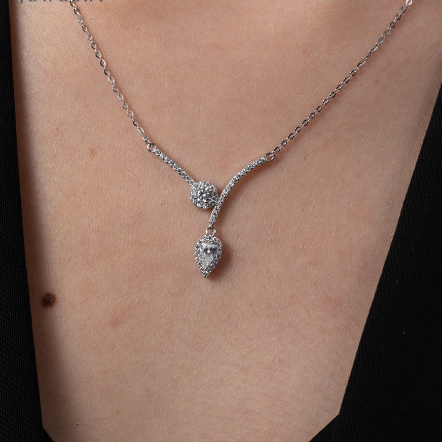Collier Femme en Argent 925 et Zirconium – Élégance Goutte Étincelante