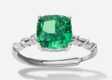 Bague Femme Argent 925 avec Pierre Verte – Élégance Luxueuse et Raffinée