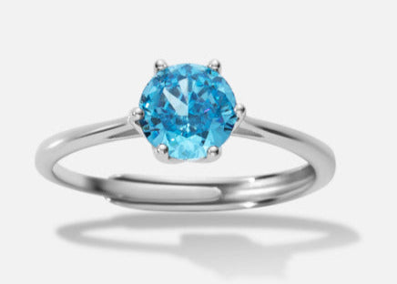 Bague Solitaire en Argent 925 avec Pierre Bleue – Élégance Cristalline et Raffinée