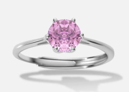 Bague Solitaire en Argent 925 avec Pierre Rose – Féminité et Élégance Romantique