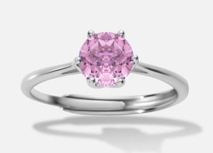 Bague Solitaire en Argent 925 avec Pierre Rose – Féminité et Élégance Romantique