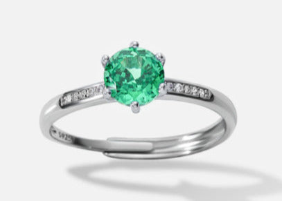 Bague en Argent 925 avec Pierre Verte et Pavé Zirconium – Élégance Moderne et Brillance Naturelle