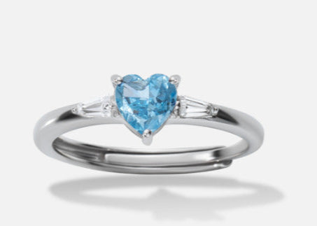 Bague Femme Argent 925 avec Pierre Bleue Cœur – Cadeau Romantique et Élégant
