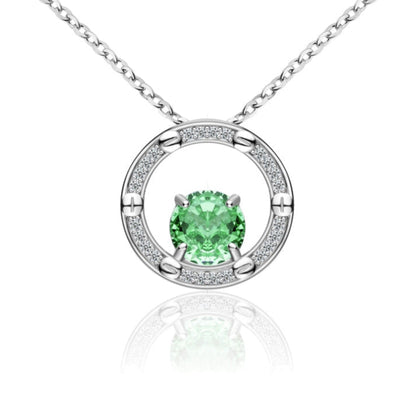 Collier Femme en Argent 925 avec Pendentif Rond et Pierre Verte – Élégance Intemporelle