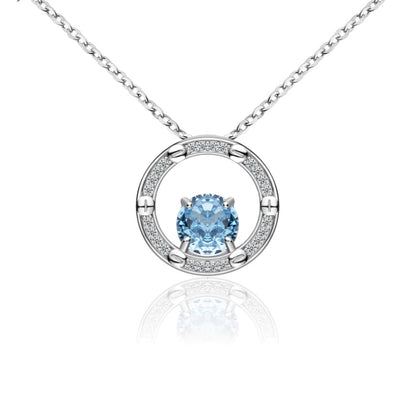 Collier Femme en Argent 925 avec Pierre Bleue et Cercle Sertis – Bijou Élégant et Lumineux