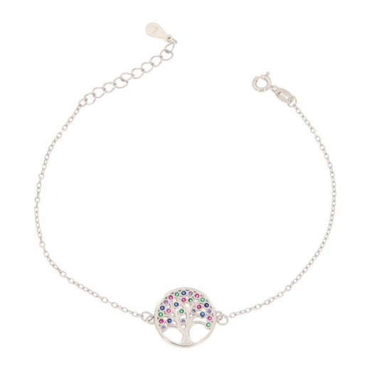 Bracelet Arbre de Vie multicolore en argent 925 rhodié – Bijou fin femme