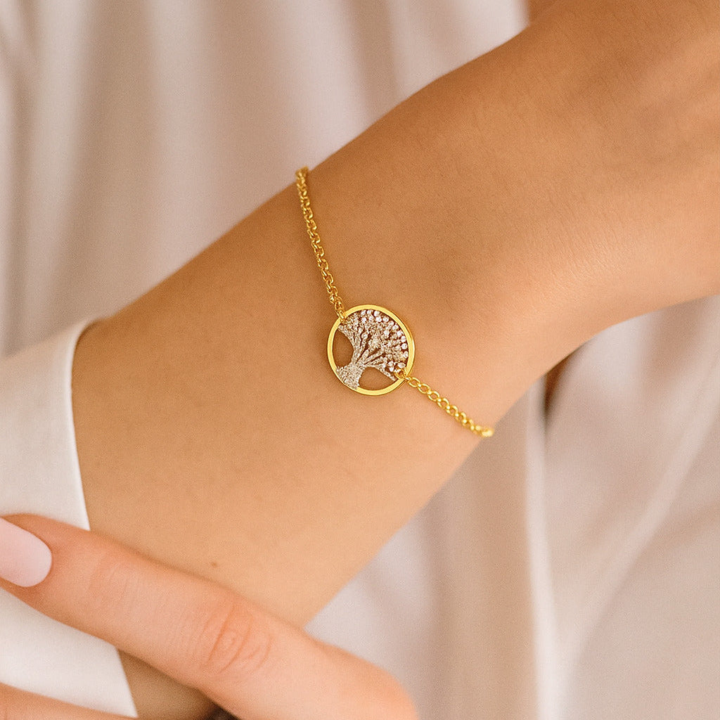 Bracelet Arbre de Vie Plaqué Or – Argent 925 – Bijou Fin, Élégant et Symbolique