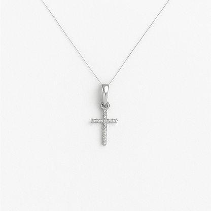 Pendentif Croix en Argent 925 & Zirconiums – Foi et Brillance Élégante