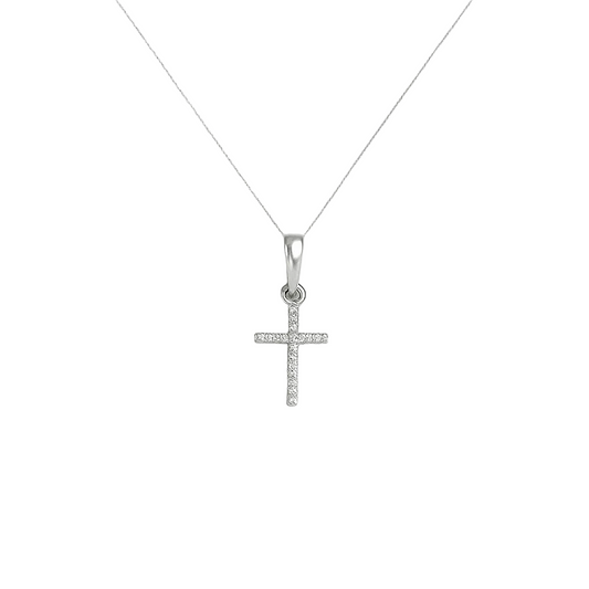 Pendentif Croix en Argent 925 & Zirconiums – Foi et Brillance Élégante
