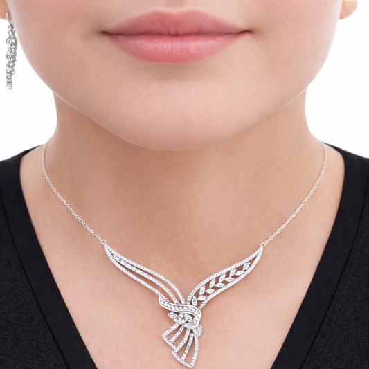 Collier ailes pavées en argent 925 rhodié – Élégance aérienne
