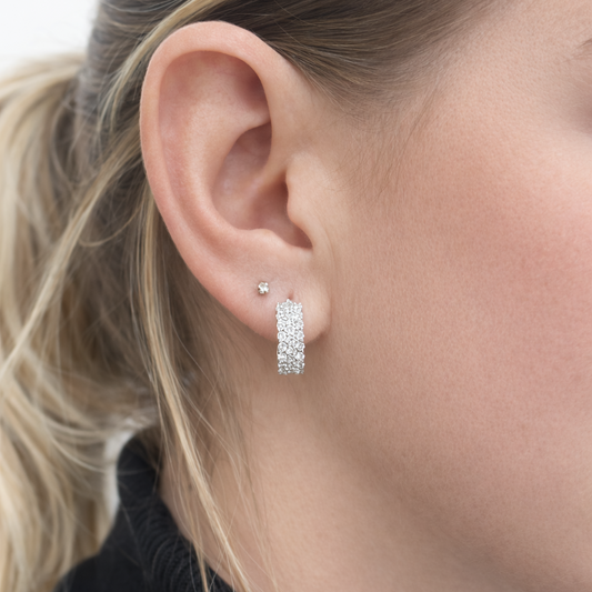 Créoles pavées en argent 925 rhodié – Éclat zirconium