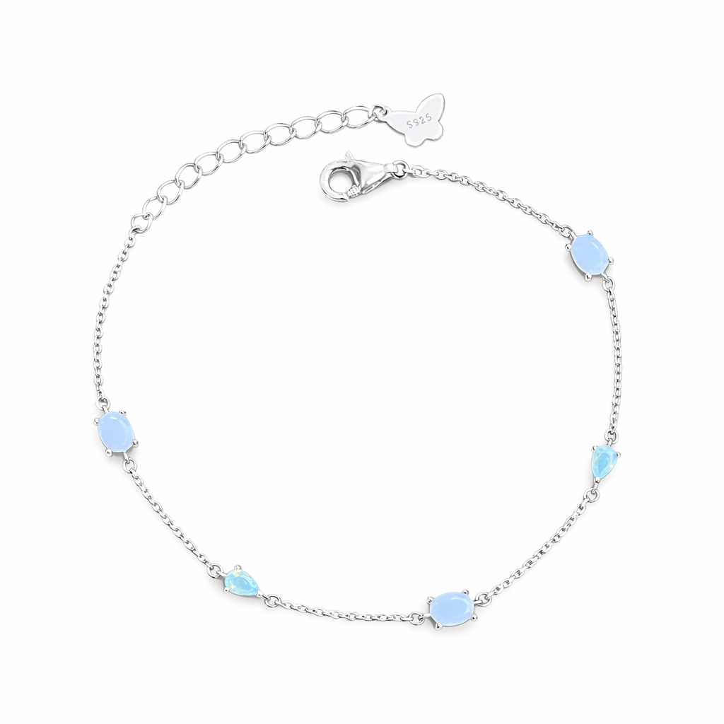 Bracelet pierres bleues délicates – Argent 925 rhodié