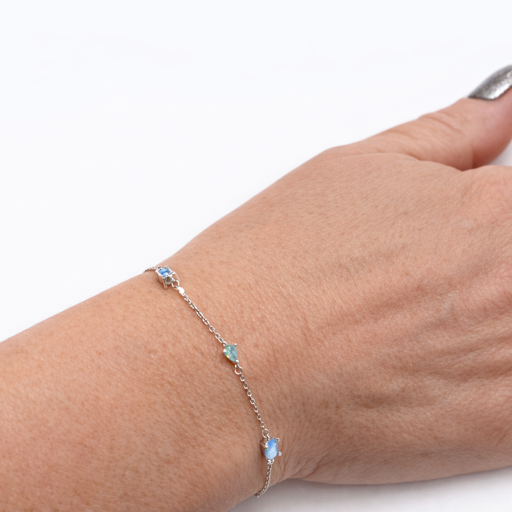 Bracelet pierres bleues délicates – Argent 925 rhodié
