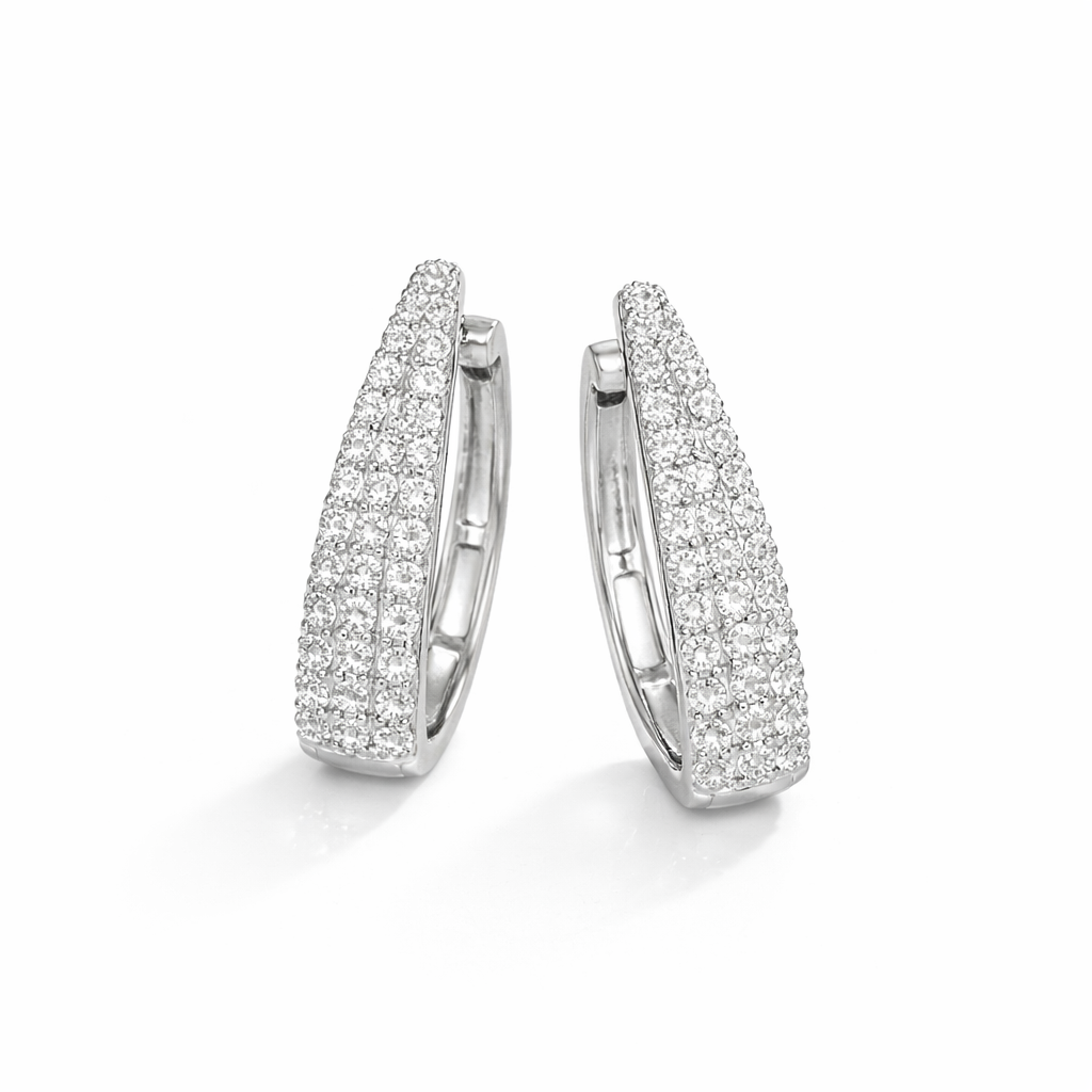 Boucles d’oreilles pavées élégantes – Argent 925 rhodié