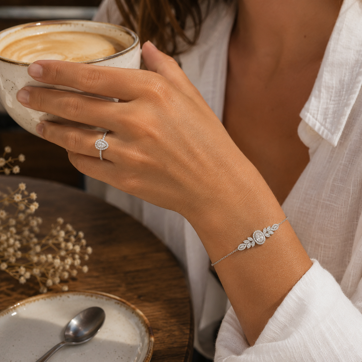Bracelet élégant zirconiums ovales en argent 925 rhodié – Raffinement intemporel