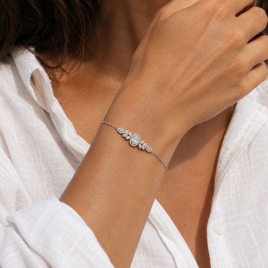 Bracelet élégant zirconiums ovales en argent 925 rhodié – Raffinement intemporel