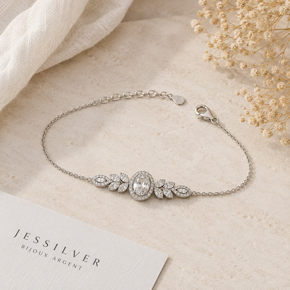 Bracelet élégant zirconiums ovales en argent 925 rhodié – Raffinement intemporel
