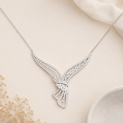 Collier ailes pavées en argent 925 rhodié – Élégance aérienne