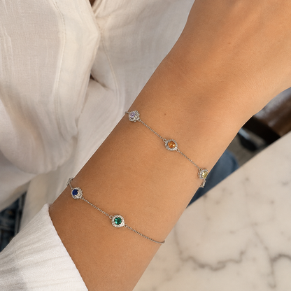 Bracelet 5 pierres colorées en argent 925 rhodié – Élégance lumineuse