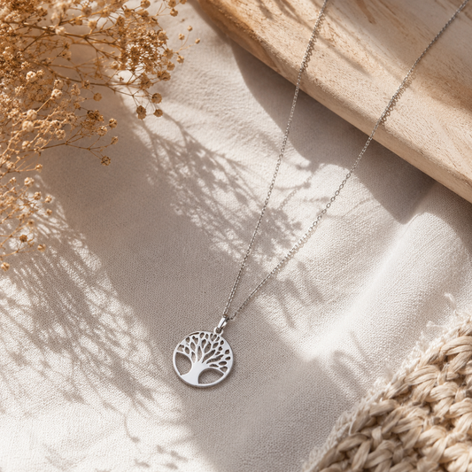 Pendentif Arbre de Vie en Argent 925 Rhodié – Minimaliste, Pur & Intemporel