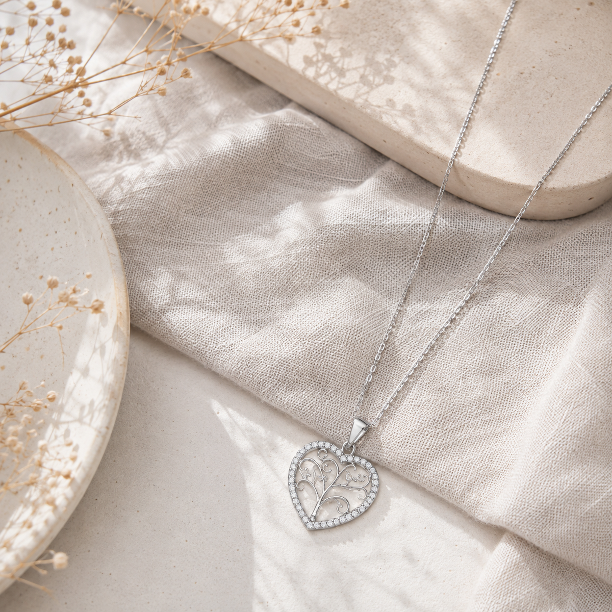 Pendentif Cœur Arbre de Vie en Argent 925 Rhodié – Amour, Protection & Éclat Éternel