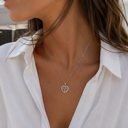 Pendentif Cœur Arbre de Vie en Argent 925 Rhodié – Amour, Protection & Éclat Éternel