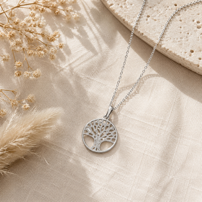 Pendentif Arbre de Vie en Argent 925 Rhodié – Éclat Givré & Symbolique Intemporelle