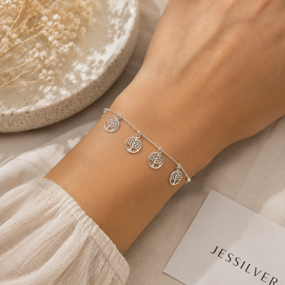 Bracelet Arbre de Vie en Argent 925 Rhodié – Bijou Fin et Symbolique
