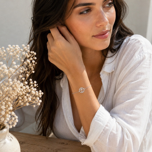 Bracelet Arbre de Vie en argent 925 rhodié – Bijou élégant femme