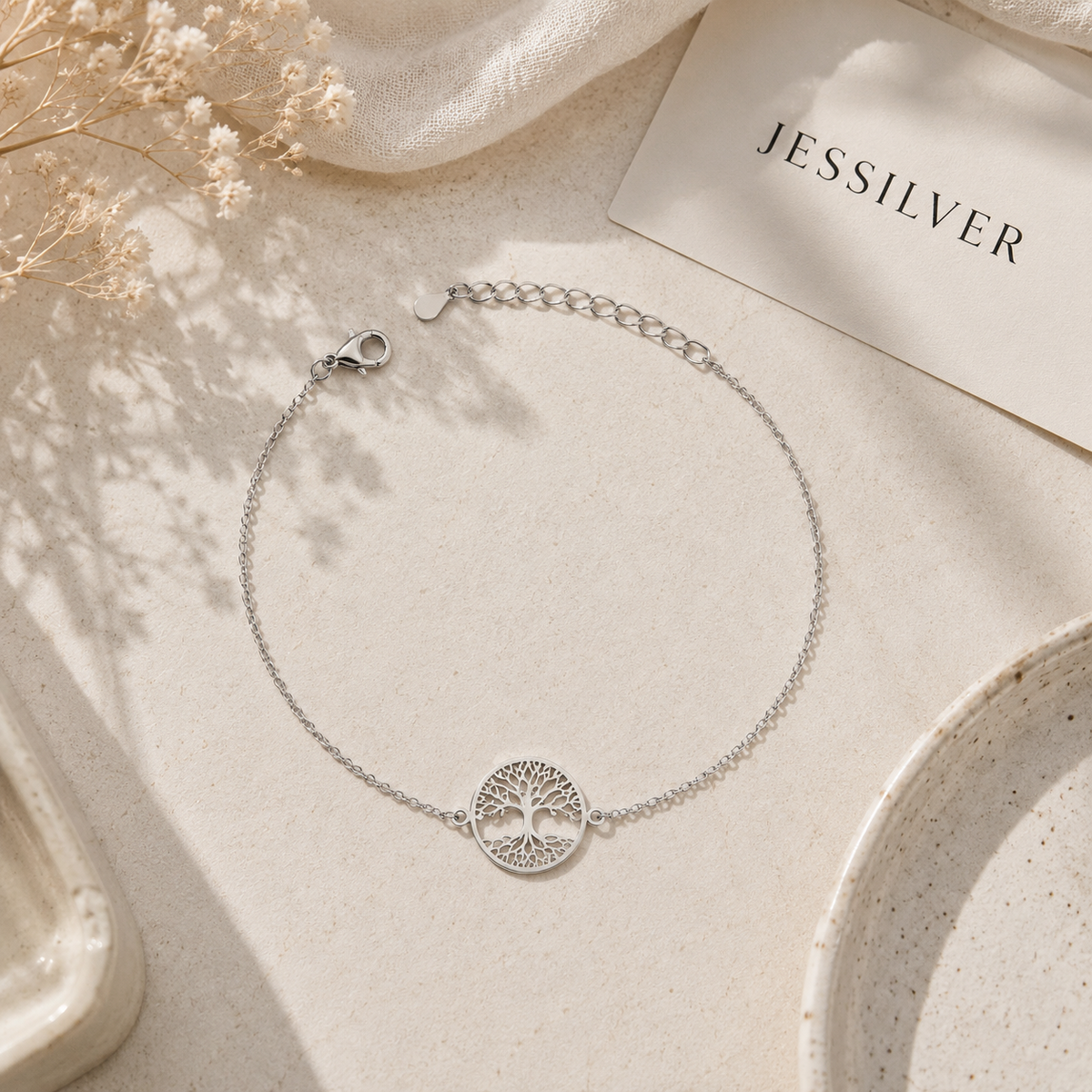 Bracelet Arbre de Vie en argent 925 rhodié – Bijou élégant femme