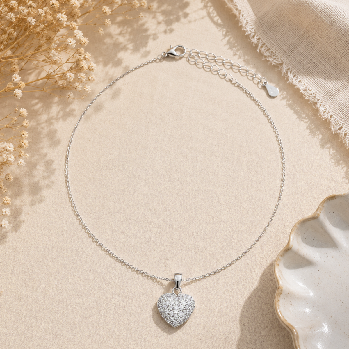 Pendentif Cœur Cristal Blanc en Argent 925 Rhodié – Bijou Éclatant et Élégant