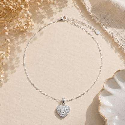 Pendentif Cœur Cristal Blanc en Argent 925 Rhodié – Bijou Éclatant et Élégant