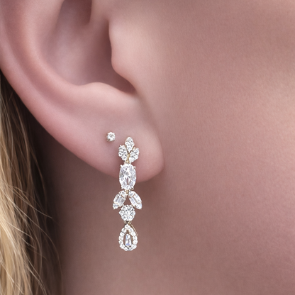 Boucles d’oreilles pendantes argent 925 rhodié pierres blanches – Élégance lumineuse & style joaillerie