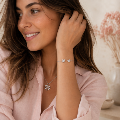 Collier Cœur "Love" en Argent 925 Rhodié – Pendentif Ajouré avec Zircons