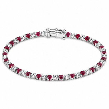 Bracelet tennis en argent 925 rhodié et zirconiums rouges – Élégance éclatante
