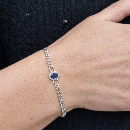 Bracelet pierre bleue en argent 925 rhodié – Élégance raffinée