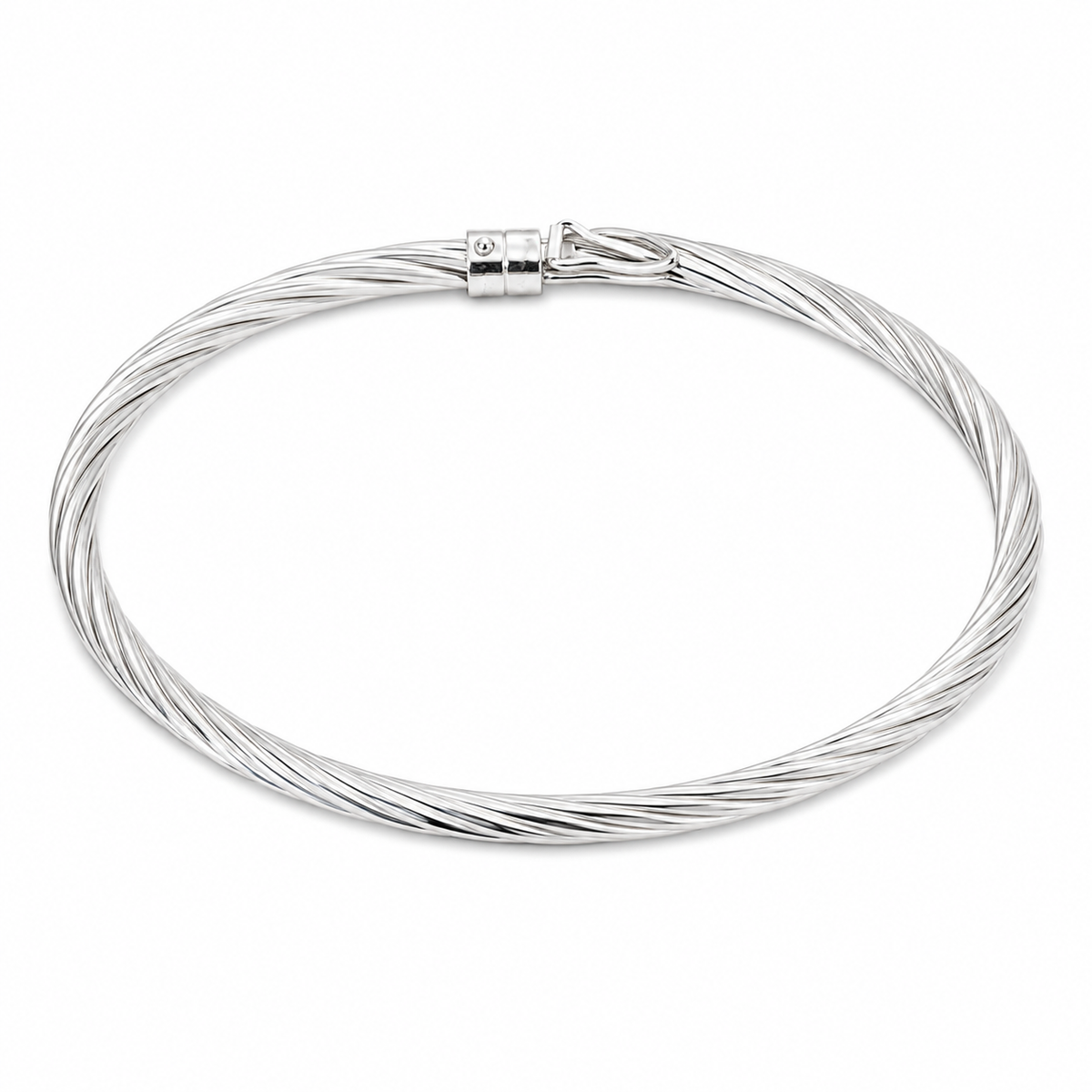 Bracelet torsadé intégral en argent 925 rhodié – Raffinement pur et éclat durable