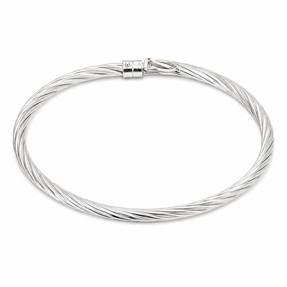 Bracelet torsadé intégral en argent 925 rhodié – Raffinement pur et éclat durable