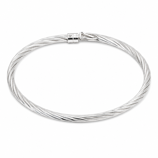 Bracelet torsadé intégral en argent 925 rhodié – Raffinement pur et éclat durable