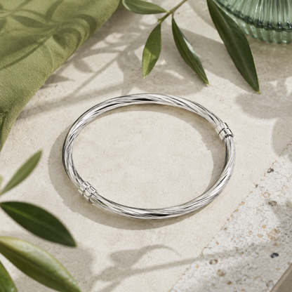 Bracelet torsadé en argent 925 rhodié – Brillance sculptée et élégance intemporelle