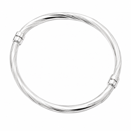Bracelet torsadé en argent 925 rhodié – Brillance sculptée et élégance intemporelle