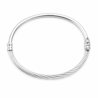 Bracelet réversible en argent 925 rhodié – Un côté lisse, un côté torsadé, deux styles en un bijou